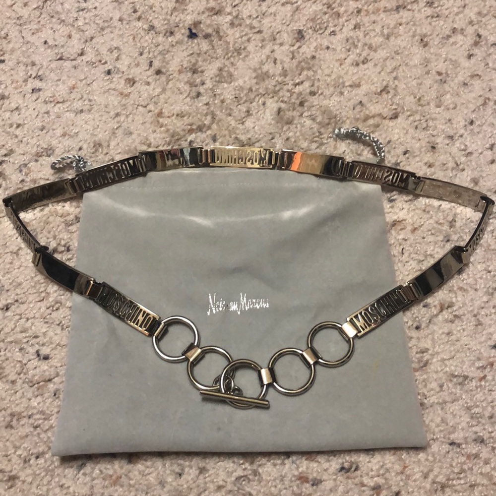 Moschino silver tone chain belt